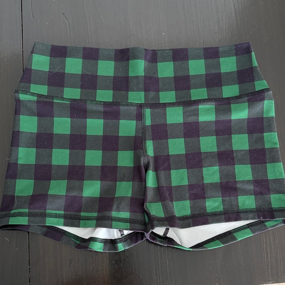 Fleo Green and Black Checkered Women's Shorts